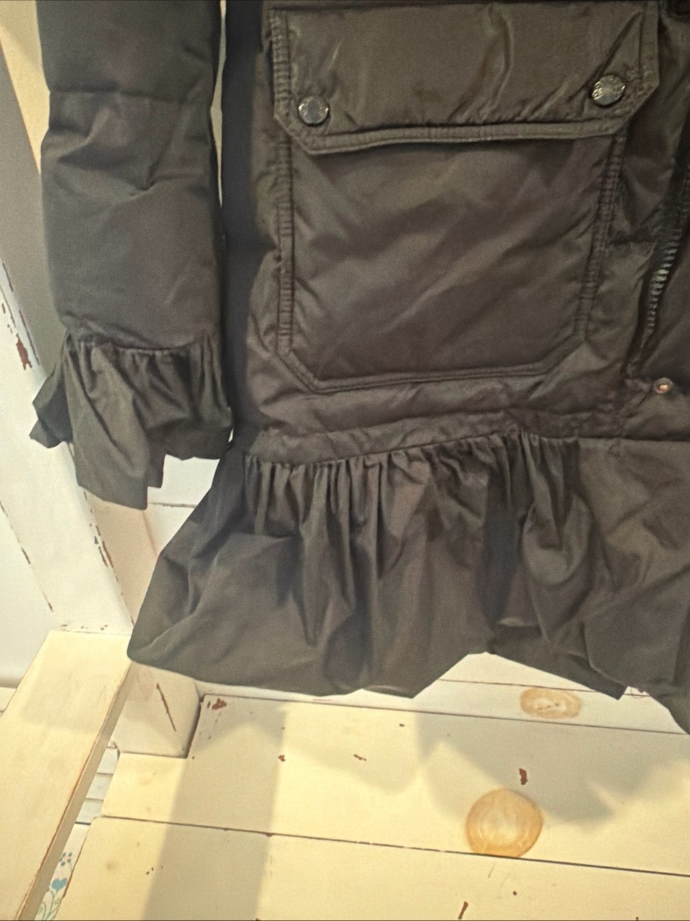 Moncler Black Ruffle-Hem Puffer Jacket - Picture 8 of 12